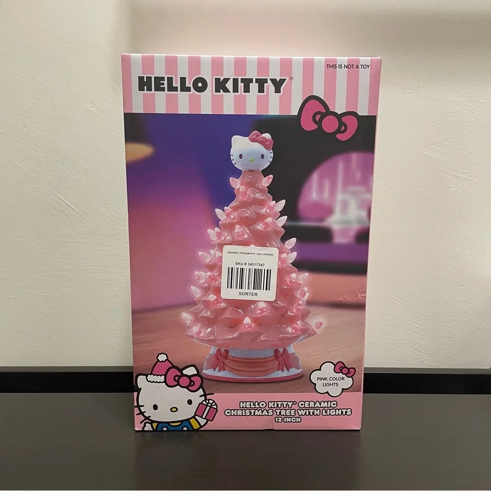 SANRIO x HELLO KITTY Ceramic Light Up Christmas Tree in Pink - Picture 3 of 7